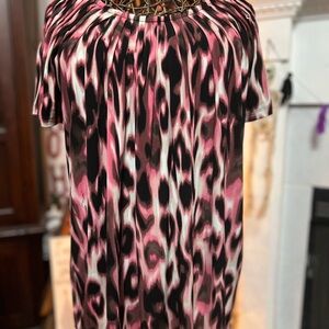 Style & Co. Pink and Black Patterned Blouse